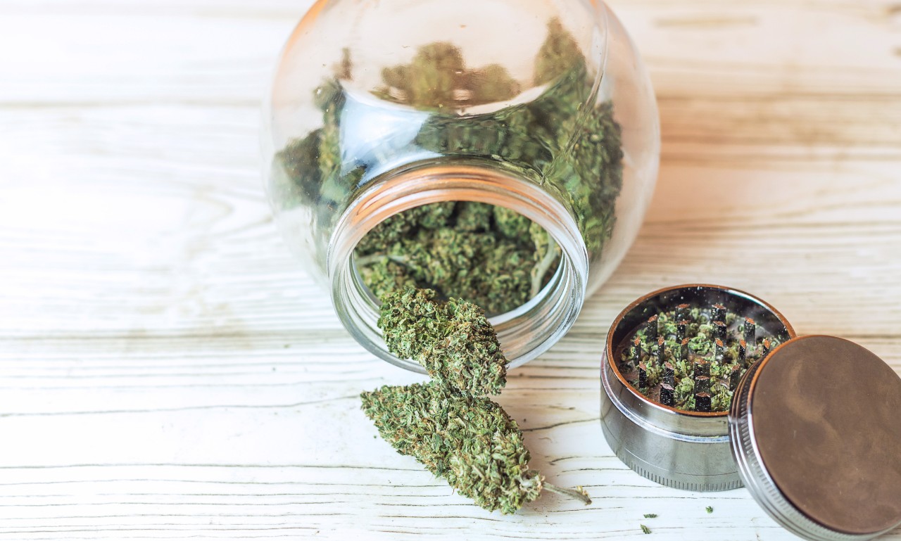 marijuana in glass jar